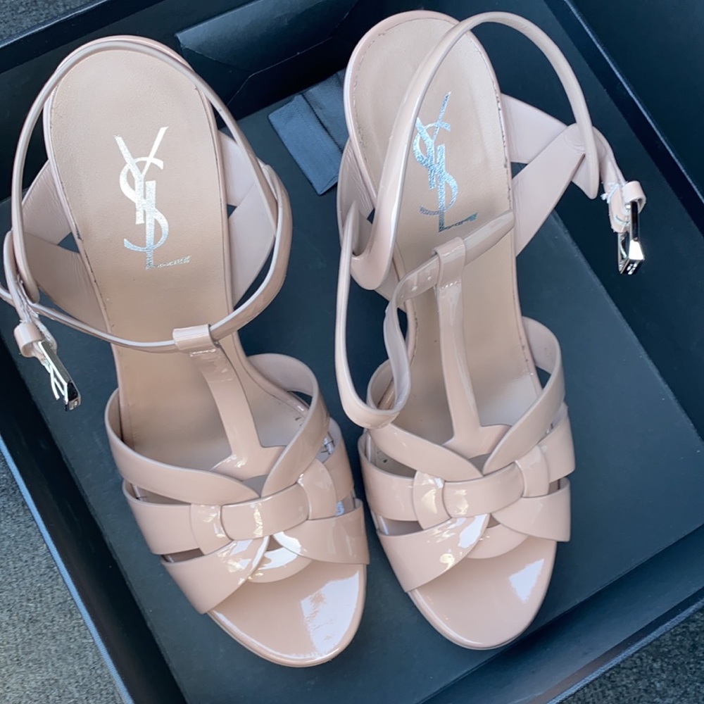 Ysl Tribute T-Strap Platform Sandal Size 8.5